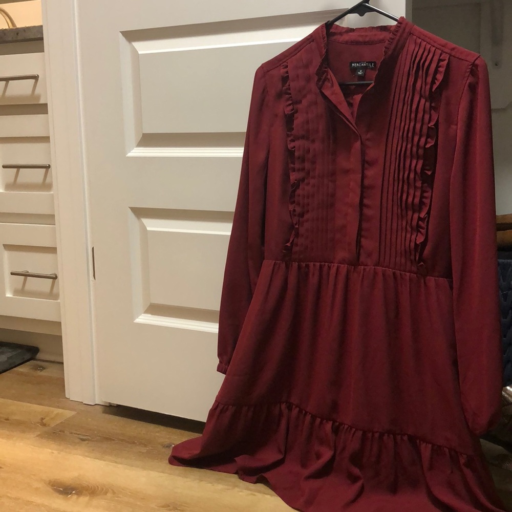 Burgundy long sleeve dress
